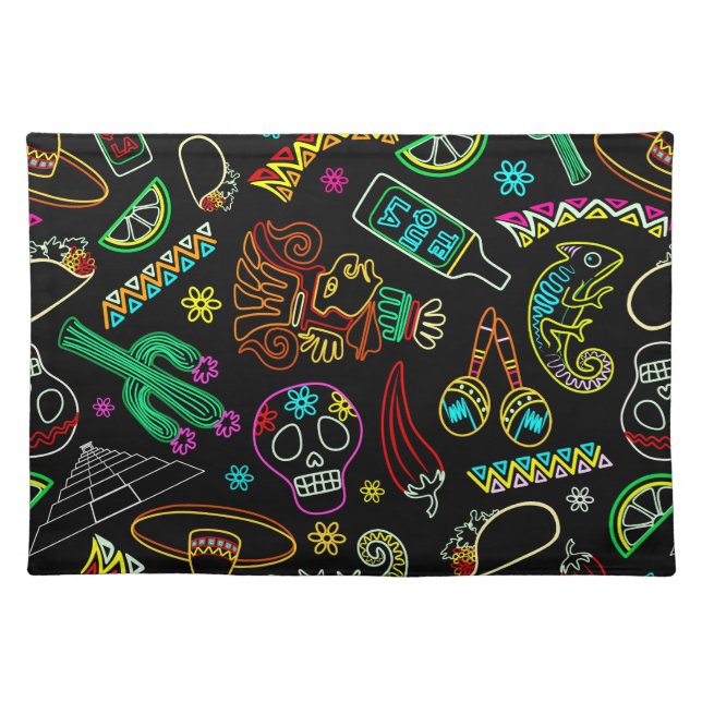 Mexico Fiesta Pattern  Cloth Placemat (Front)