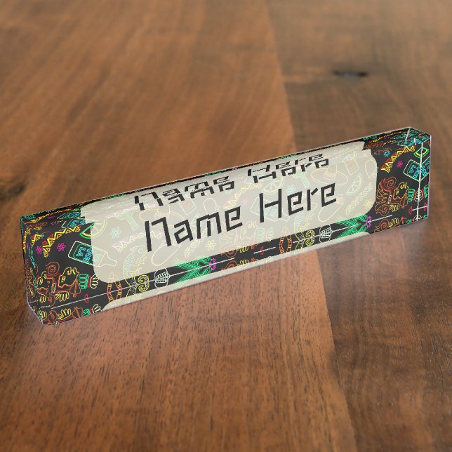Mexico Fiesta Pattern  Desk Name Plate (Side)