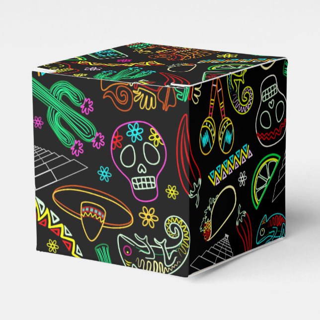 Mexico Fiesta Pattern  Favor Boxes (Front Side)