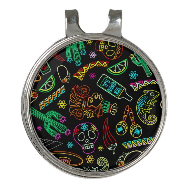 Mexico Fiesta Pattern  Golf Hat Clip (Front)