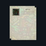 Mexico Fiesta Pattern  Letterhead<br><div class="desc">Joyful and Colorful Line Art Mexico Fiesta Pattern,  composed by Typical Elements like sugar skulls,  maracas,  inca warrior,  aztec warrior,  chilli pepper,  cactus,  pyramid,  lime,  tequila,  sombrero,  tacos,  a chameleon,  and some floral ethnic and decorative elements. Original Vector Art Copyright BluedarkArt.</div>