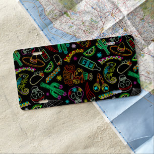 Mexico Fiesta Pattern License Plate