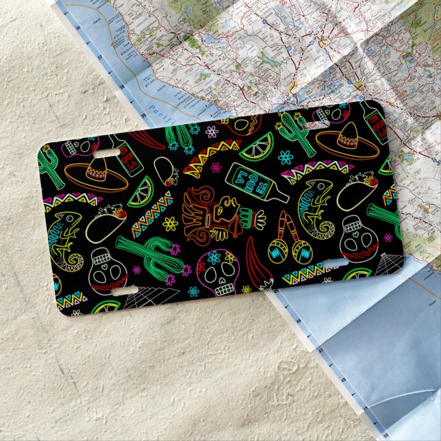 Mexico Fiesta Pattern  License Plate (In Situ)