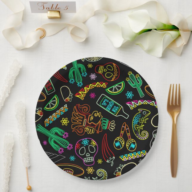 Mexico Fiesta Pattern  Paper Plates (Wedding)