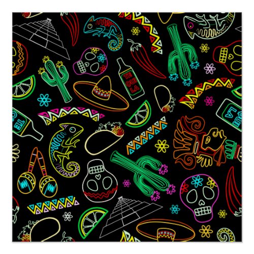 Mexico Fiesta Pattern  Poster