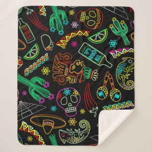 Mexico Fiesta Pattern  Sherpa Blanket