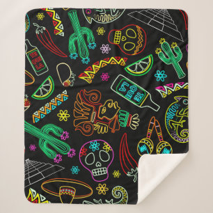 Mexico Fiesta Pattern  Sherpa Blanket