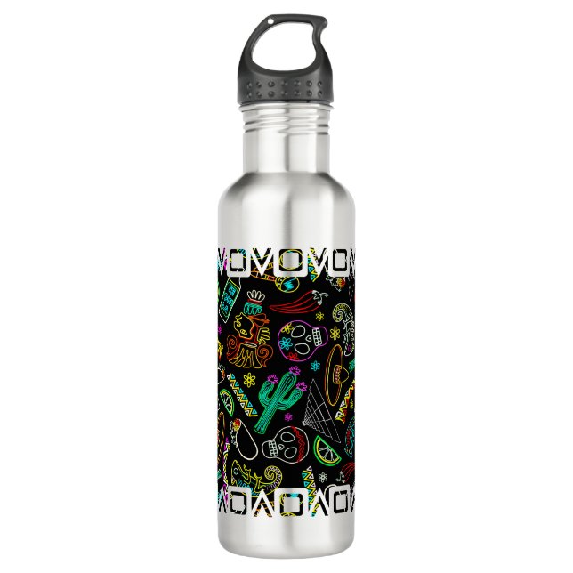 Mexico Fiesta Pattern  Stainless Steel Water Bottle (Front)