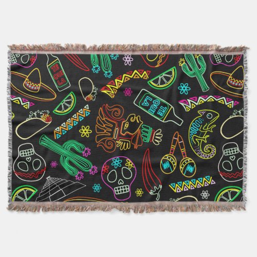 Mexico Fiesta Pattern  Throw Blanket