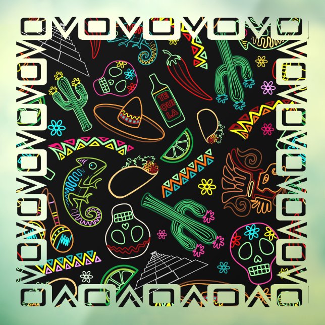 Mexico Fiesta Pattern  Window Cling (Sheet 3)