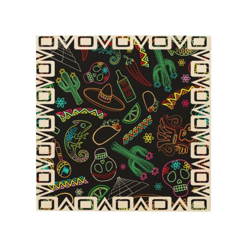 Mexico Fiesta Pattern  Wood Wall Art