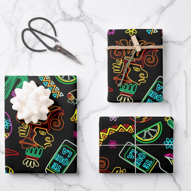 Mexico Fiesta Pattern  Wrapping Paper Sheets (Front)