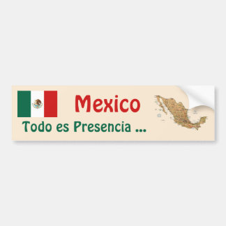 Mexico Flag and Map Bumper Sticker