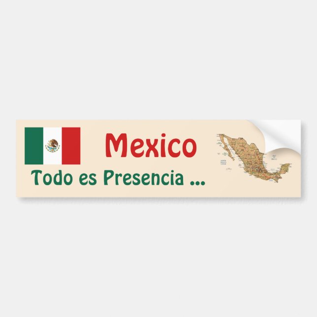 Mexico Flag and Map Bumper Sticker (Front)