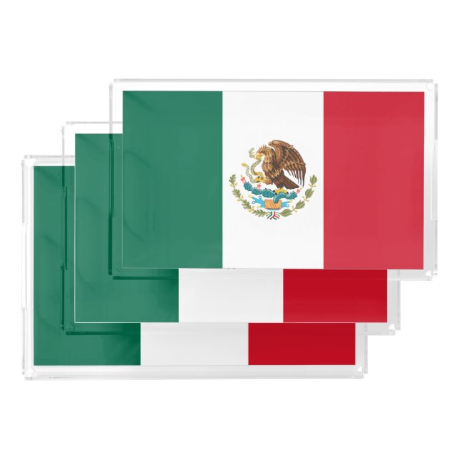 Mexico Flag, Bandera de Mexican Republic Acrylic Tray (Set)
