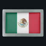 Mexico Flag, Bandera de Mexican Republic Belt Buckle<br><div class="desc">The History and Meaning of the Mexican Flag, The Mexican flag, with its vibrant colors and distinctive symbols, holds deep historical and cultural significance for the Mexican people. The current design of the flag, featuring a golden eagle perched on a prickly pear cactus devouring a serpent, has been in use...</div>