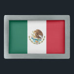 Mexico Flag, Bandera de Mexican Republic Belt Buckle<br><div class="desc">The History and Meaning of the Mexican Flag, The Mexican flag, with its vibrant colors and distinctive symbols, holds deep historical and cultural significance for the Mexican people. The current design of the flag, featuring a golden eagle perched on a prickly pear cactus devouring a serpent, has been in use...</div>