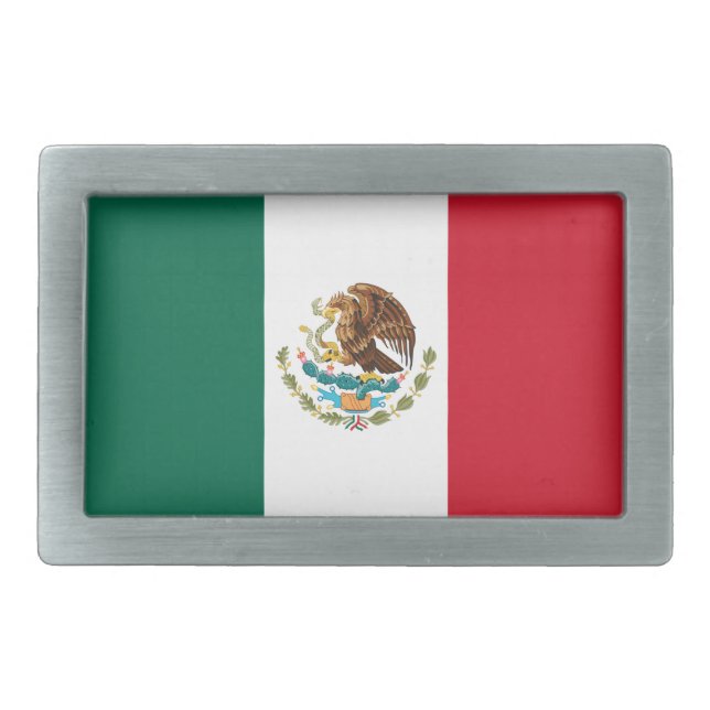 Mexico Flag, Bandera de Mexican Republic Belt Buckle (Front)