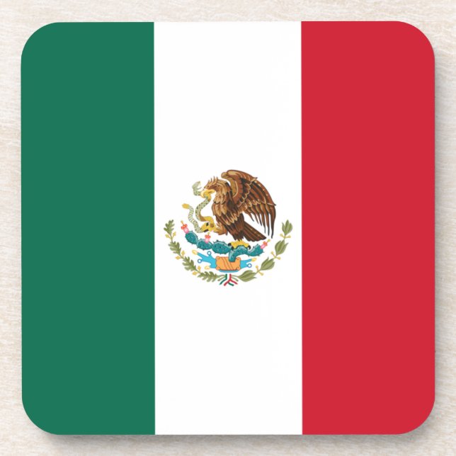 Mexico Flag, Bandera de Mexican Republic Beverage Coaster (Front)