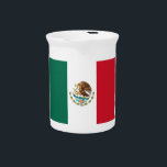 Mexico Flag, Bandera de Mexican Republic Beverage Pitcher<br><div class="desc">The History and Meaning of the Mexican Flag, The Mexican flag, with its vibrant colors and distinctive symbols, holds deep historical and cultural significance for the Mexican people. The current design of the flag, featuring a golden eagle perched on a prickly pear cactus devouring a serpent, has been in use...</div>