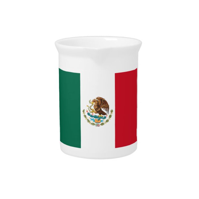 Mexico Flag, Bandera de Mexican Republic Beverage Pitcher (Front)