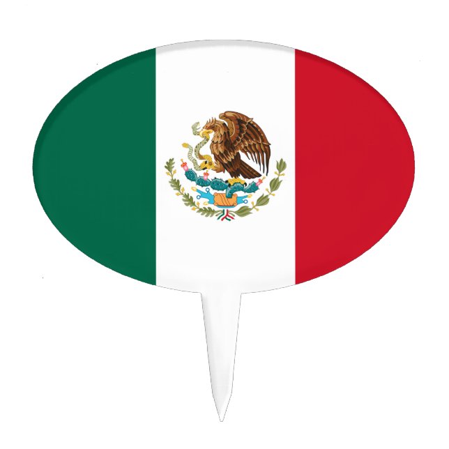 Mexico Flag, Bandera de Mexican Republic Cake Topper (Front)