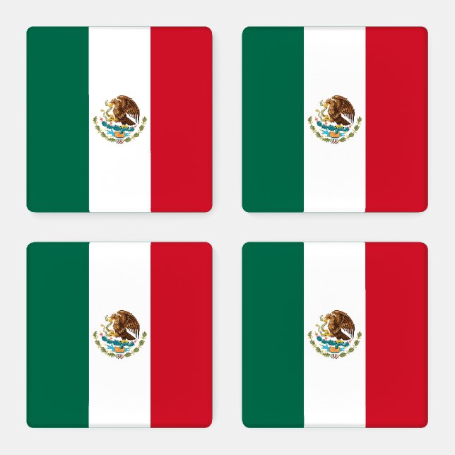 Mexico Flag, Bandera de Mexican Republic Coaster Set (Set)