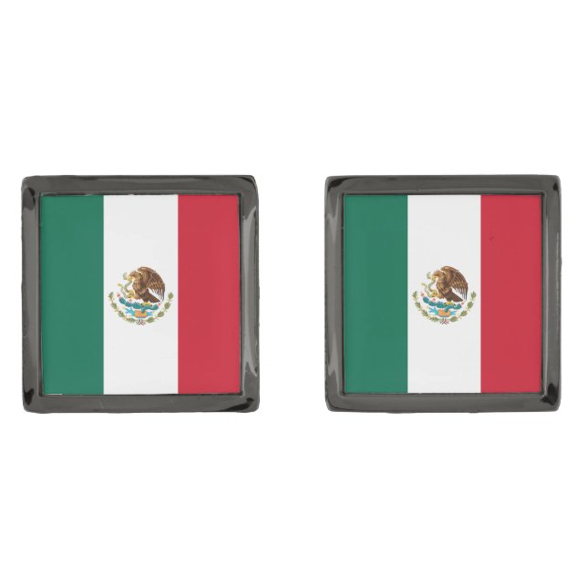 Mexico Flag, Bandera de Mexican Republic Cufflinks (Front)