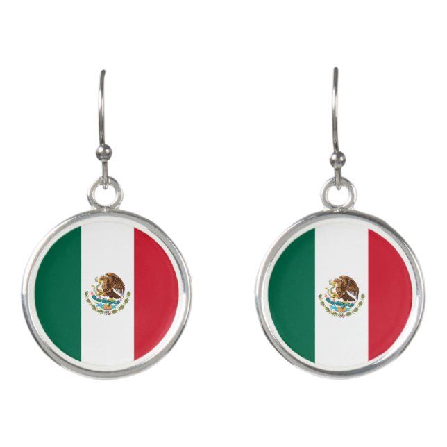 Mexico Flag, Bandera de Mexican Republic Earrings (Front)