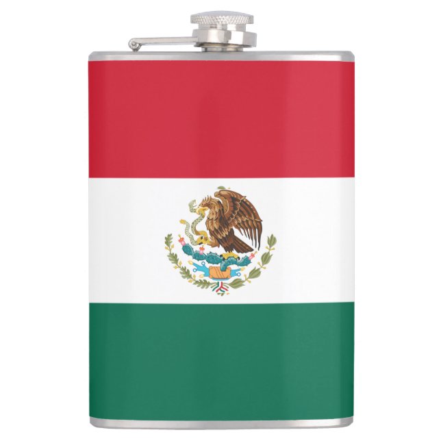 Mexico Flag, Bandera de Mexican Republic Flask (Front)