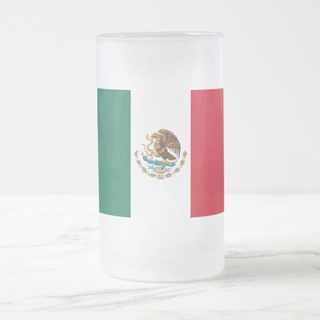 Mexico Flag, Bandera de Mexican Republic Frosted Glass Beer Mug (Center)