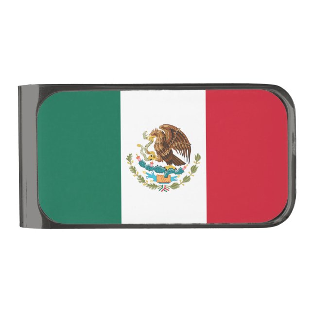 Mexico Flag, Bandera de Mexican Republic Gunmetal Finish Money Clip (Front)