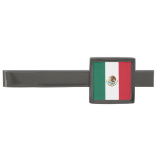Mexico Flag, Bandera de Mexican Republic Gunmetal Finish Tie Bar