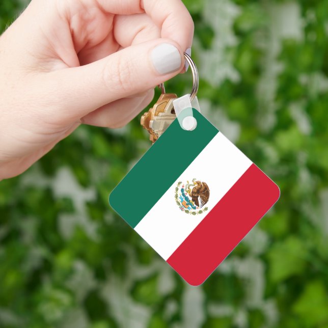 Mexico Flag, Bandera de Mexican Republic Keychain (Hand)