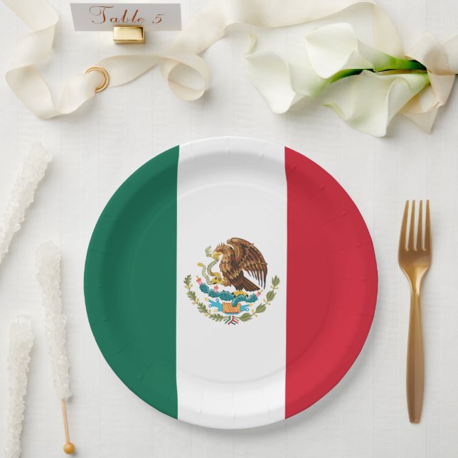 Mexico Flag, Bandera de Mexican Republic Paper Plates (Wedding)