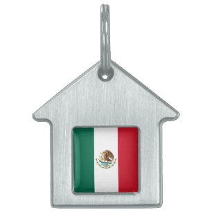 Mexico Flag, Bandera de Mexican Republic Pet ID Tag