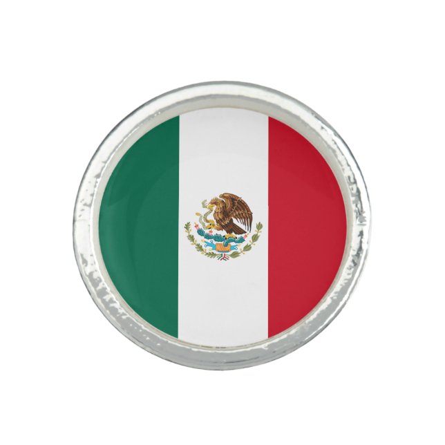 Mexico Flag, Bandera de Mexican Republic Ring (Front)