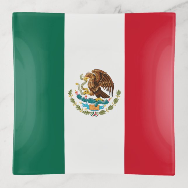 Mexico Flag, Bandera de Mexican Republic Trinket Tray (Front)