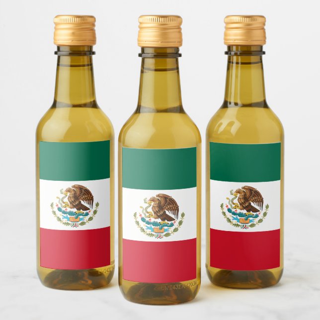 Mexico Flag, Bandera de Mexican Republic Wine Label (Bottles)