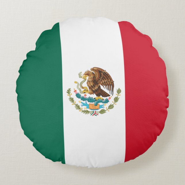 Mexico Flag, Bandera de México Republic Round Pillow (Front)