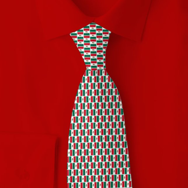 Mexico Flag Brick Pattern Neck Tie (Creator Uploaded)