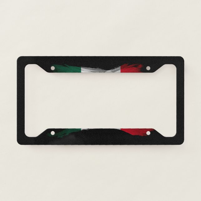 Mexico flag brush stroke, national flag license plate frame (Front)