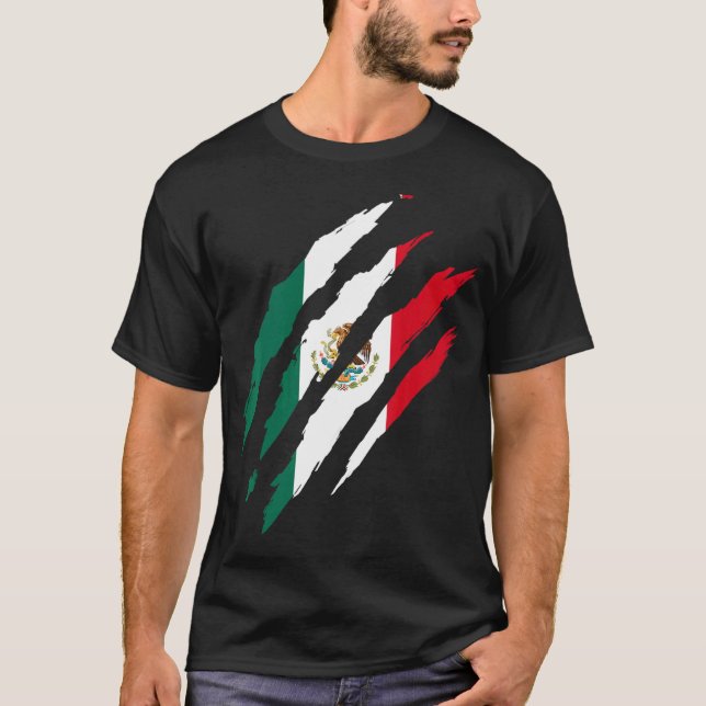 Mexico Flag Cat Scratch Mexico Flag T-Shirt (Front)
