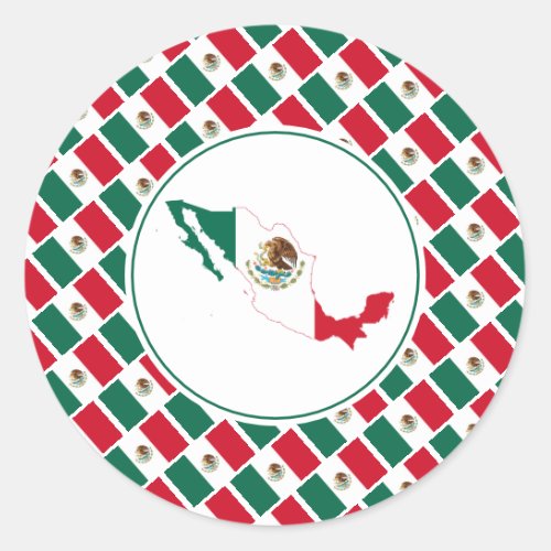 MEXICO FLAG  CLASSIC ROUND STICKER