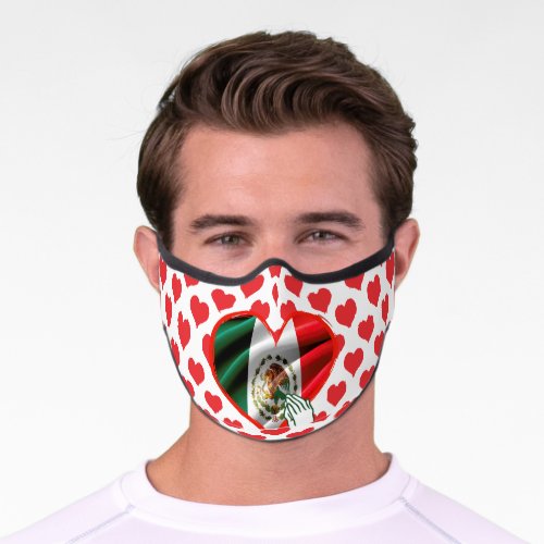 Mexico Flag Color Heart Pray Prayer   Premium Face Mask