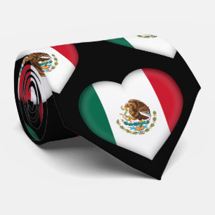 Mexico Flag Colors Heart Pattern Neck Tie