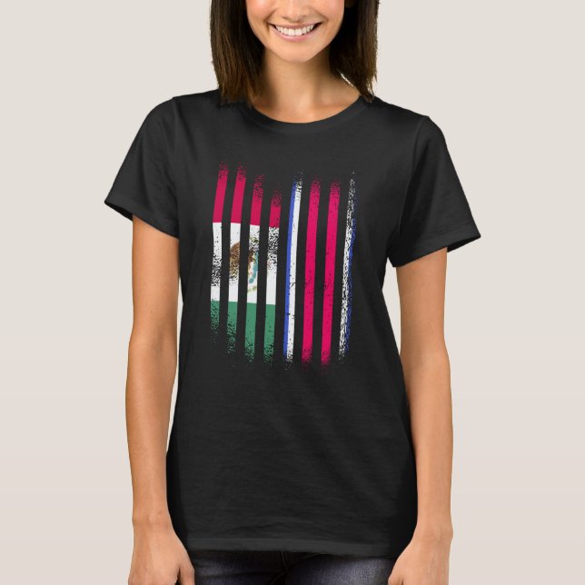 Mexico Flag Costa Rica Grown Country Flags Stripes T-Shirt (Front)