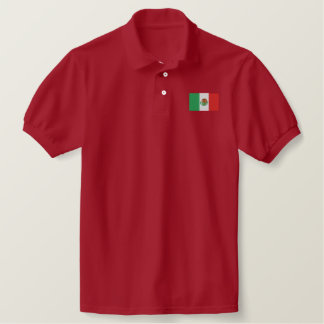 Mexico flag embroidered men's polo shirt