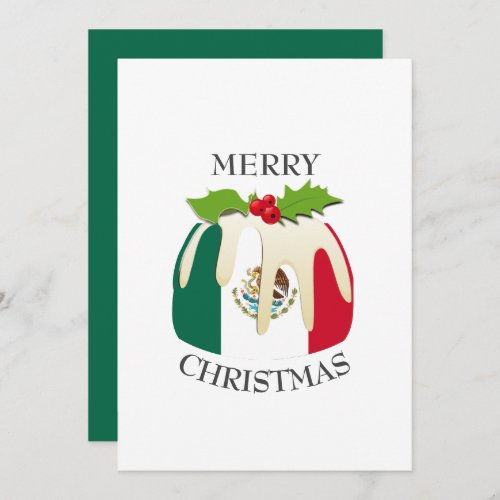 MEXICO FLAG  Festive Plum Pudding  Christmas Holiday Card