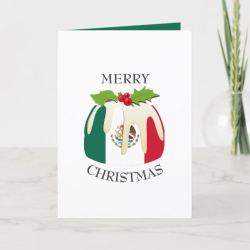 MEXICO FLAG  Festive Plum Pudding  Christmas Holiday Card